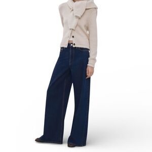 MNG Mango Dark Blue Wide Leg Denim Jeans